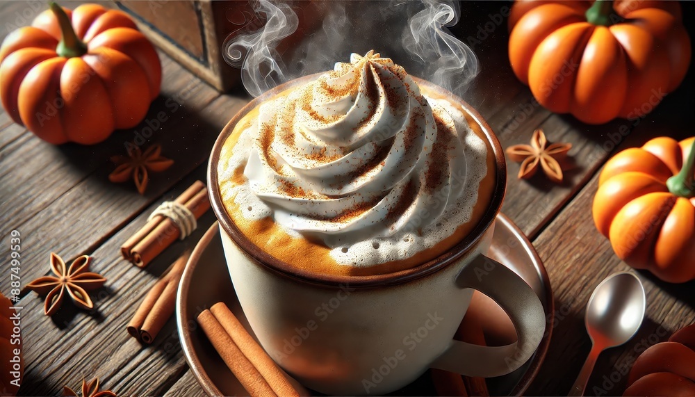 Steaming Pumpkin Spice Latte with Whipped Cream and Cinnamon Steaming Pumpkin Spice Latte with Whipped Cream and Cinnamon