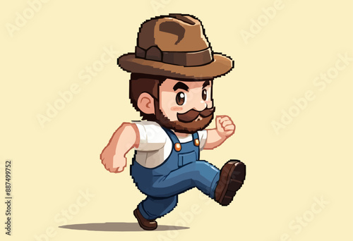 Wallpaper Mural Cartoon Character Running with Hat and Overalls Torontodigital.ca