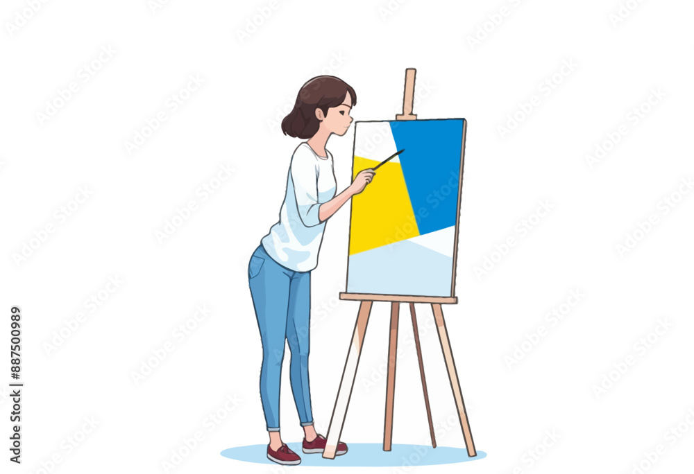 Fototapeta premium Artist at work: Painting a vibrant abstract