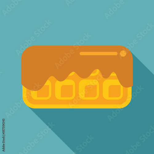 Minimalist illustration of a belgian waffle covered in chocolate sauce, representing a sweet treat