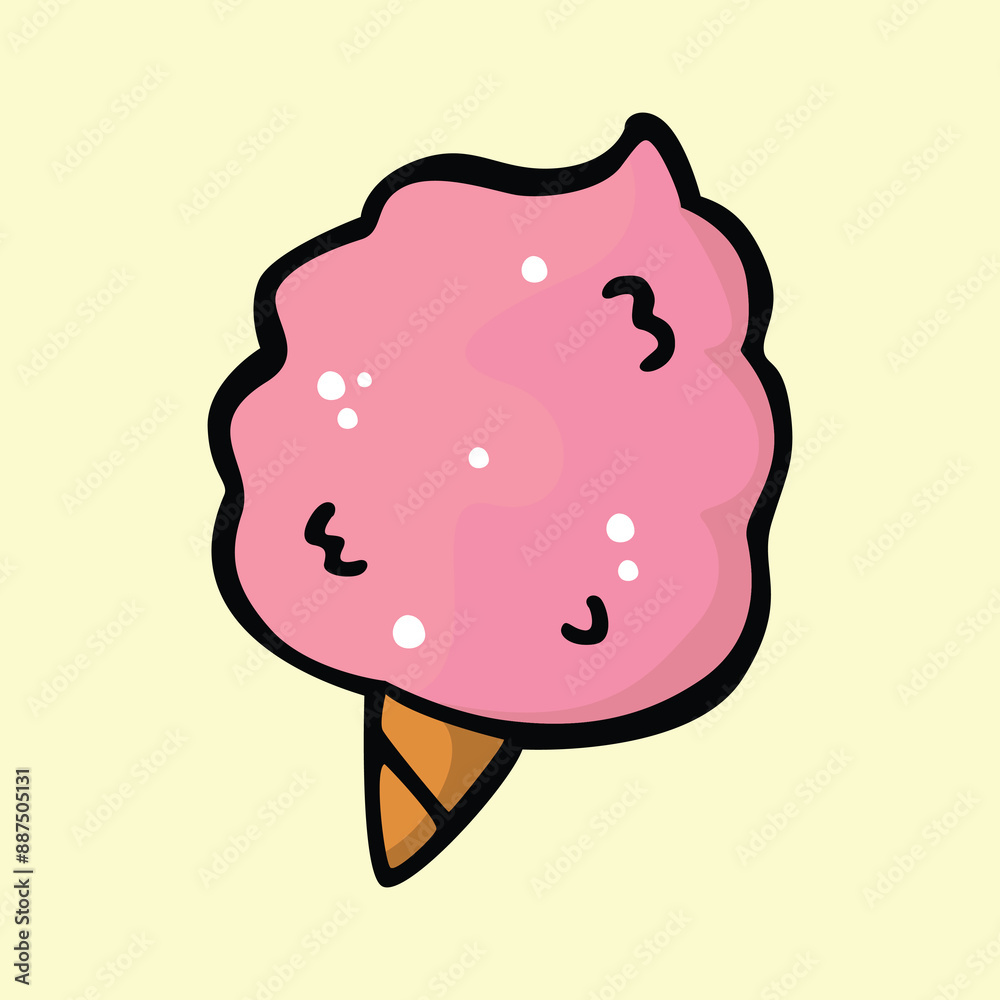 Cartoon Illustration of Cute Pink Cotton Candy Cartoon Illustration of Cute Pink Cotton Candy