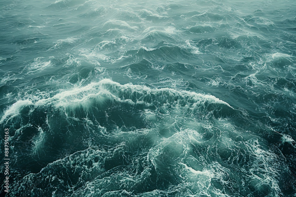 Powerful ocean waves with dark green and blue tones capturing the raw energy of the sea Powerful ocean waves with dark green and blue tones capturing the raw energy of the sea