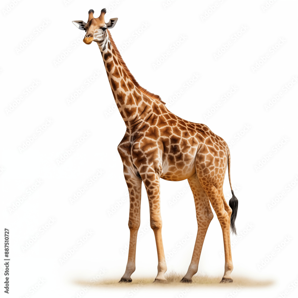 Fototapeta premium Cheetah Cub With Blue Ball On White Background Looking Curious