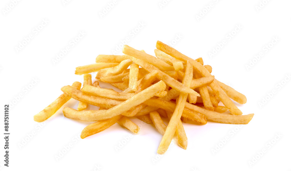 pile of french fries on a white background pile of french fries on a white background
