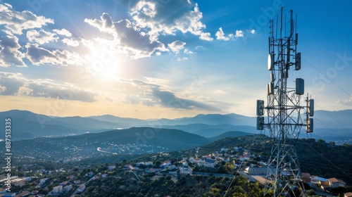 5G technology uses masts like this one to send signals for phones and TVs. These masts help connect cities and keep us communicating.