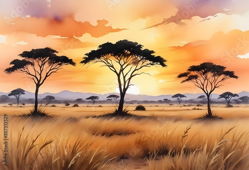 Wallpaper Mural landscape of an African savannah Torontodigital.ca