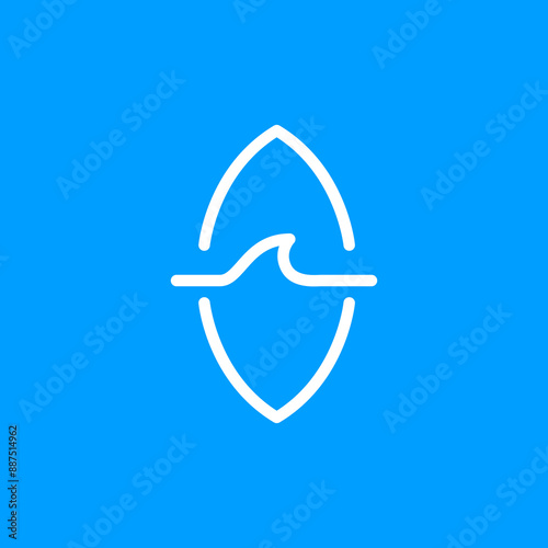 surfing house ocean sport minimalist logo design vector