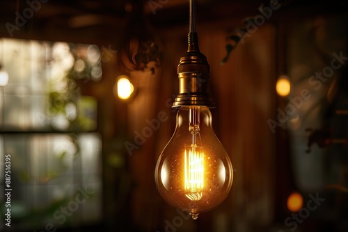 Vintage Edison style filament light bulbs for decoration. © darshika