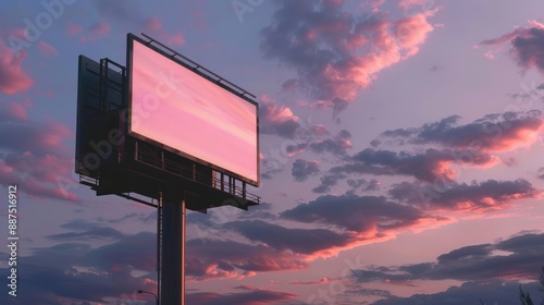 Mockup of an outdoor billboard against the evening sky 3D illustration photo