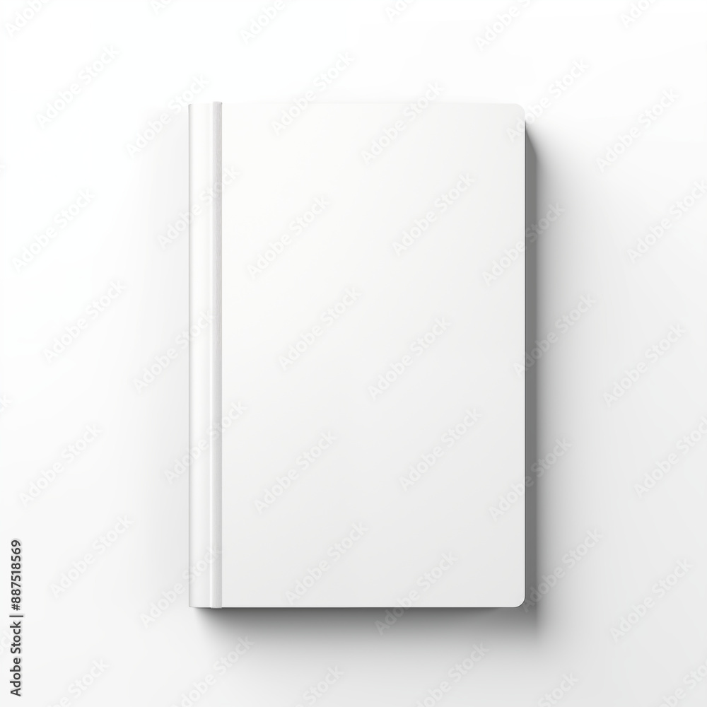 Minimalist Hardcover Book with Blank White Cover on White Background for Custom Design Minimalist Hardcover Book with Blank White Cover on White Background for Custom Design