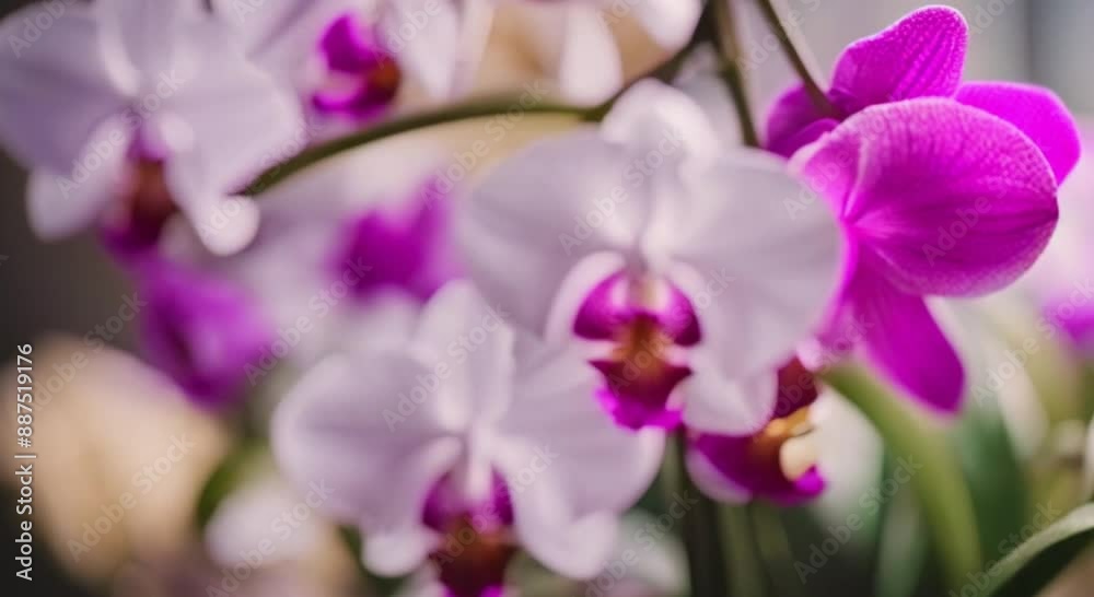 close up Purple orchid flower blooming seamless video
