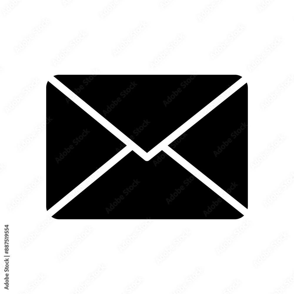 An illustration showing a black icon of an envelope with a letter on a white background. Mail An illustration showing a black icon of an envelope with a letter on a white background. Mail