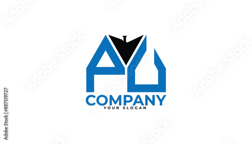 
PU letter creative real estate vector logo design.
