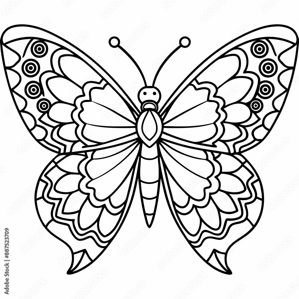 Obraz premium Butterfly Mandalas Coloring Page | Cute Butterfly Flowers Coloring book