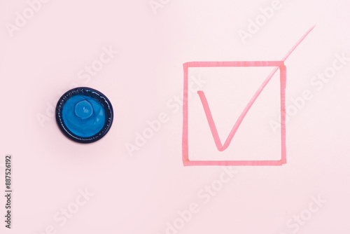 Condom. Safe sex concept. LGBT concept. Condom contraception. Sex protection. Birth control condom.