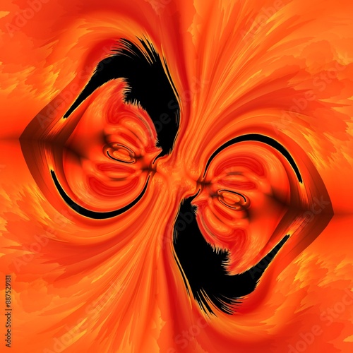 doodle cyclone style curved red and orange symmetric design