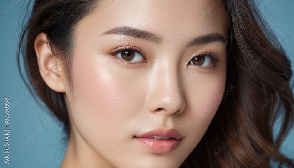 Close up portrait of a serene woman against a minimalist background. Perfect for beauty, skincare, and fashion concepts. Close up portrait of a serene woman against a minimalist background. Perfect for beauty, skincare, and fashion concepts.