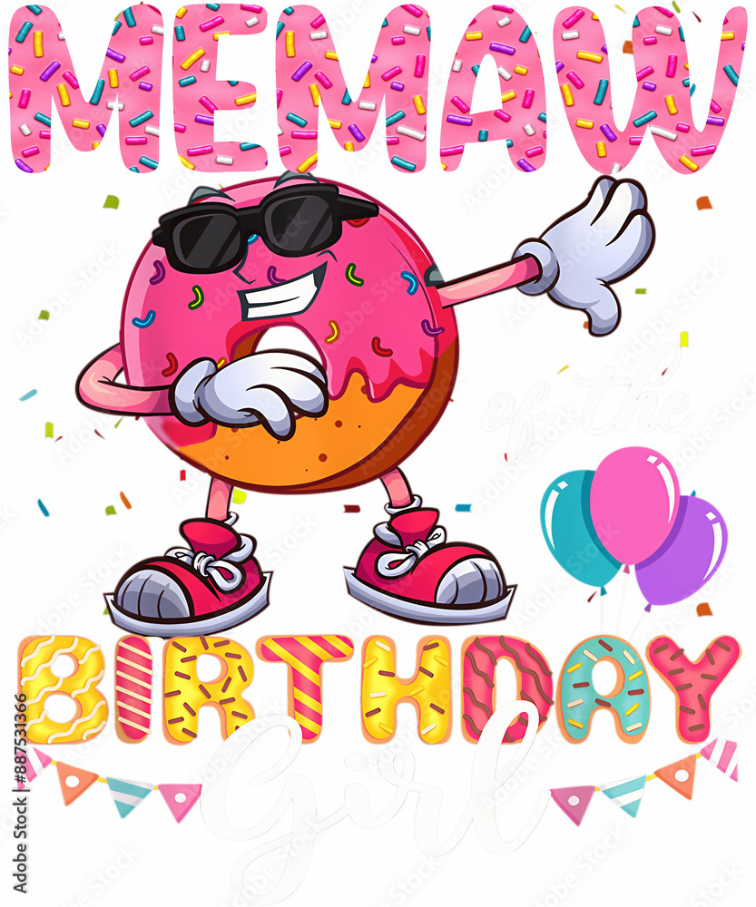 Naklejka premium A donut wearing sunglasses and doing the dab dance, with the text 