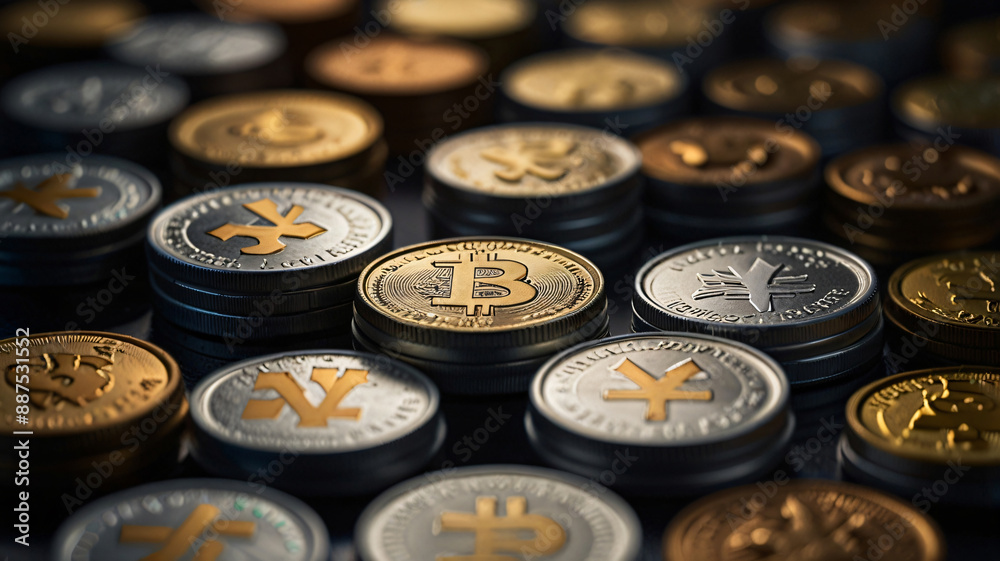 Close up of various coins representing different currencies Close up of various coins representing different currencies