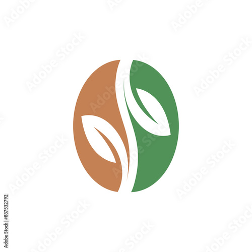 organic coffee beans colorful logo design vector