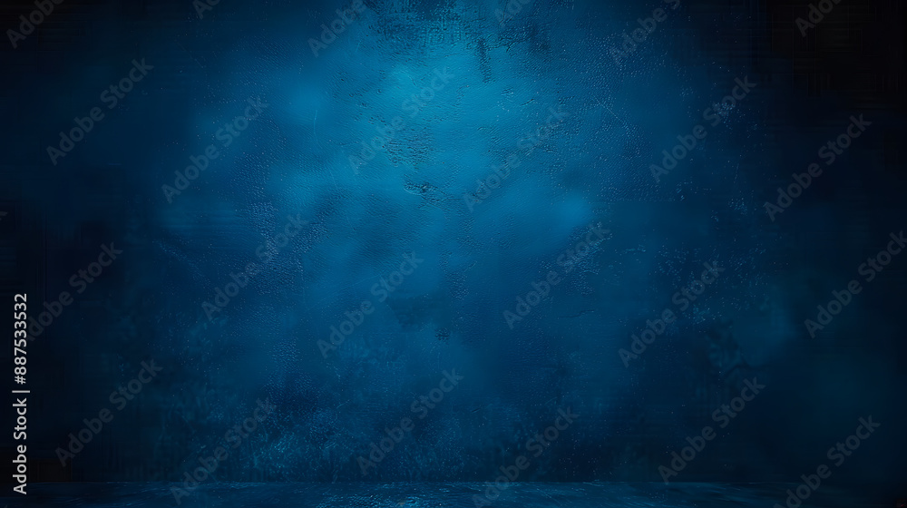 dark blue background texture with black vignette in old vintage textured border design dark elegant teal color wall with light spotlight center