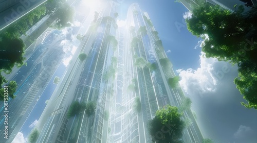 Futuristic City with Green Architecture.