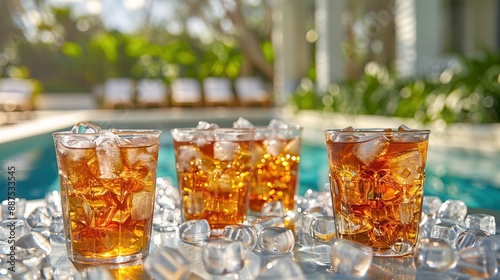 Refreshing Iced Drinks by the Pool