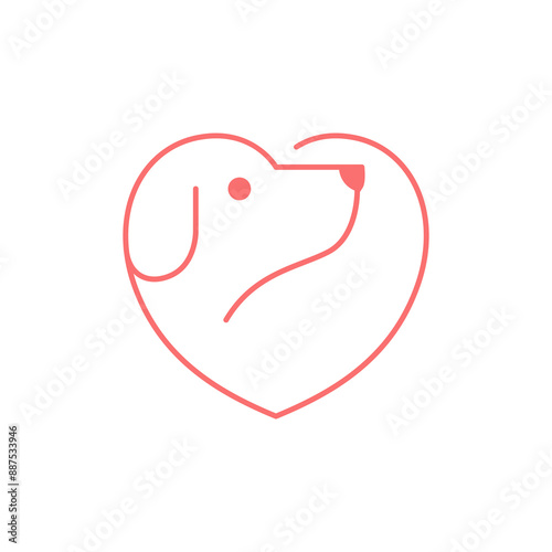 dog love pet care line logo design vector