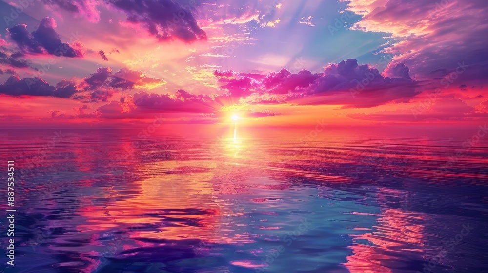 An image of a vibrant sunset over a serene lake, with colorful reflections shimmering on the water. An image of a vibrant sunset over a serene lake, with colorful reflections shimmering on the water.
