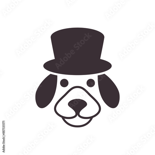 dog hat magic dog cute cartoon logo design vector