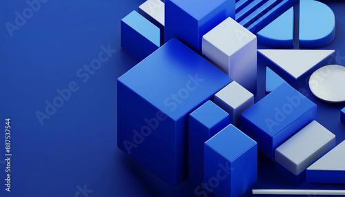Abstract Background with 3d blue geometric, 3d render