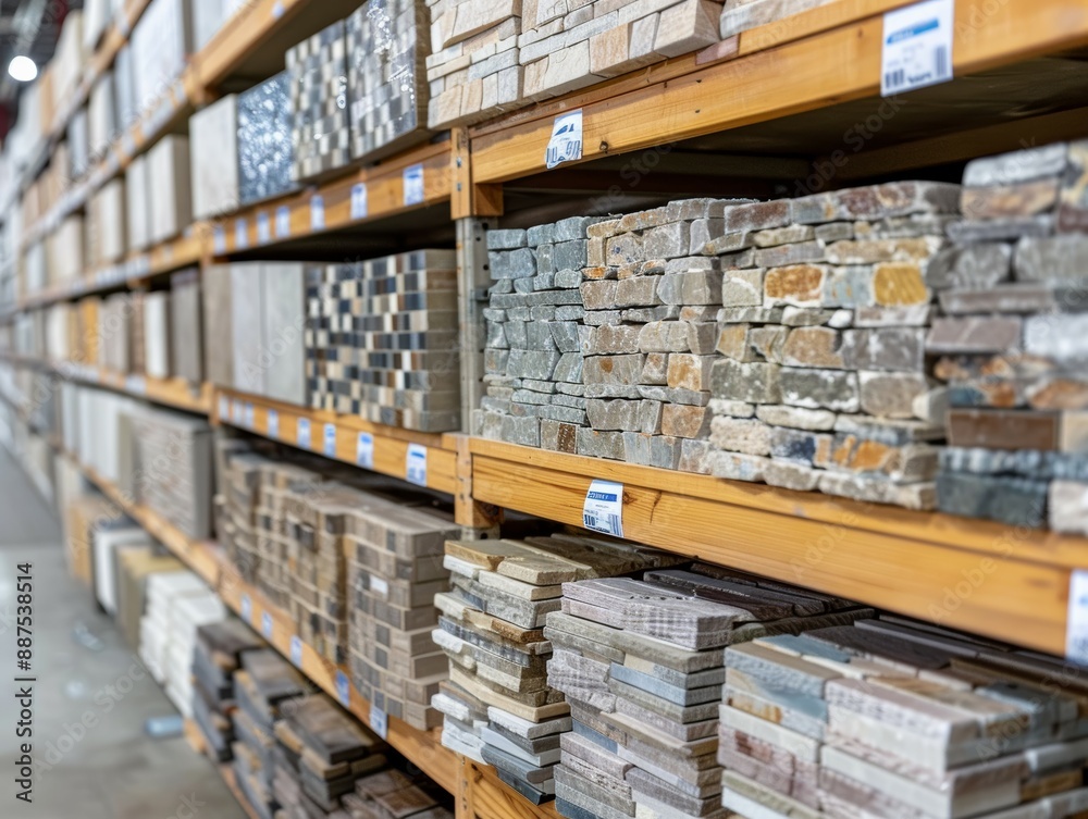 A homeowner selecting kitchen backsplash tiles at a home improvement store comparing colors and textures A homeowner selecting kitchen backsplash tiles at a home improvement store comparing colors and textures