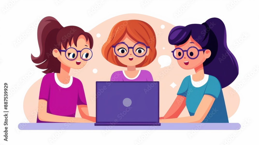 Team of businesswomen and male supervisor working together to solve problems in a call center. Team of businesswomen and male supervisor working together to solve problems in a call center.