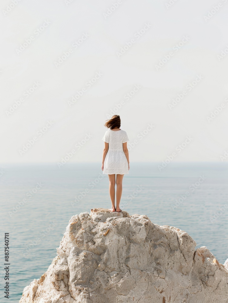 Sunrise Vigil Athletic Woman with Medium Skin Tone Embraces New Beginnings on a Cliff Overlooking the Ocean Sunrise Vigil Athletic Woman with Medium Skin Tone Embraces New Beginnings on a Cliff Overlooking the Ocean