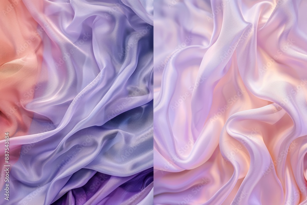 Fototapeta premium Abstract artwork featuring smooth, flowing silk-like fabric in shades
