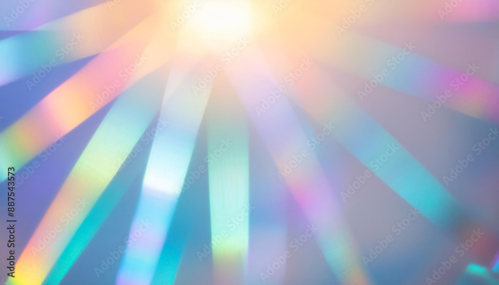 Obraz premium Abstract blurred light background with rainbow colors. The image features a holographic design with iridescent texture and vibrant colors.