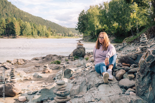 Woman at the river Katun