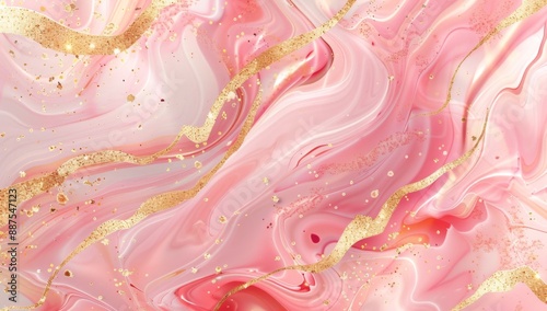 pink abstract background with golden waves