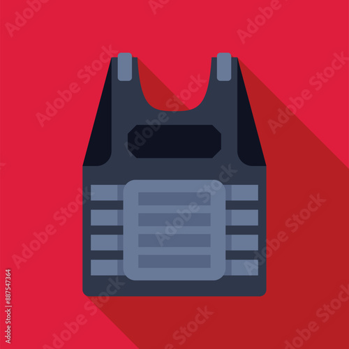 Bulletproof vest providing protection on red background