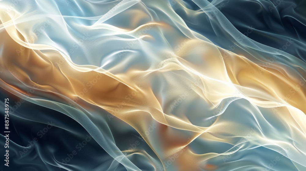 Obraz premium An artistic wavy background with layered waves and a blend of #03fcfc, #03fcca, and #03fc67 tones, giving a sense of depth and fluidity