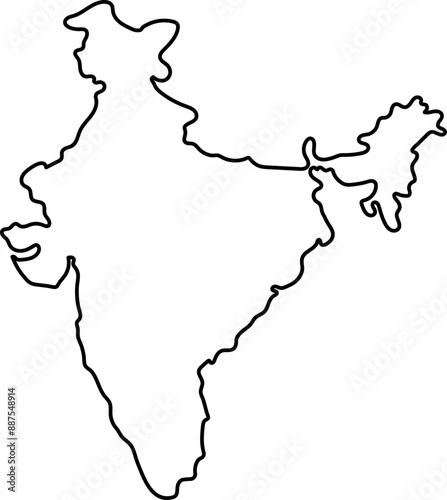 Outline Map of India Silhouette