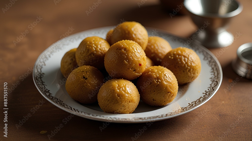 A plate of laddoo Indian dessert. A plate of laddoo Indian dessert.