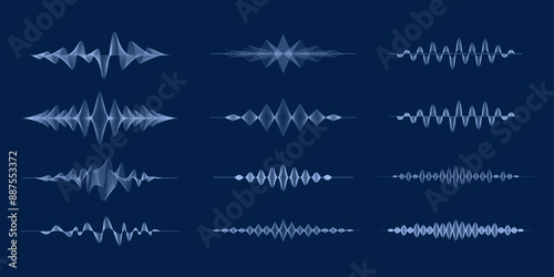 Sound wave symbol set, soundwave icon frequency equalizer illustration