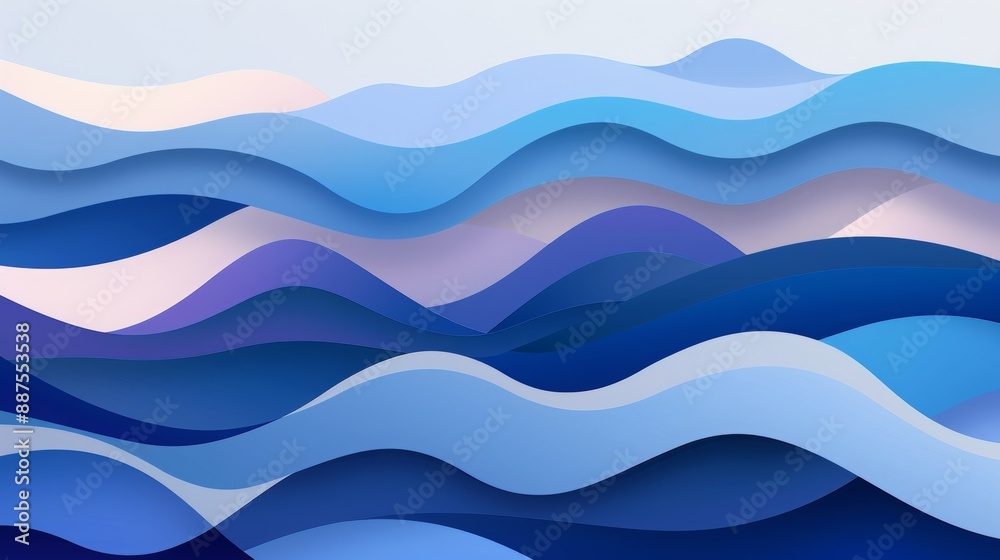 Fototapeta premium Abstract Background with Fluid Blue Waves and Smooth Flowing Textures in Various Shades