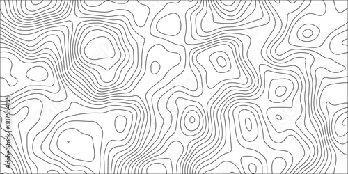 Topographic Map Contour Lines Background with Detailed Vector Geography, and Design. Cartography Ocean topographic line map with curvy wave.