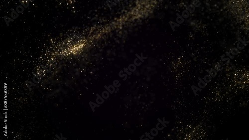 Small tiny particles on black background 4k footage, gold and silver mix particles explosion for awards background, titles animation, rich videos overlays