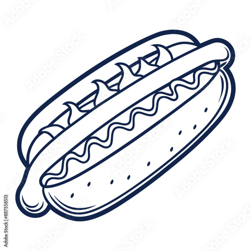 Hot dog line art vector illustration