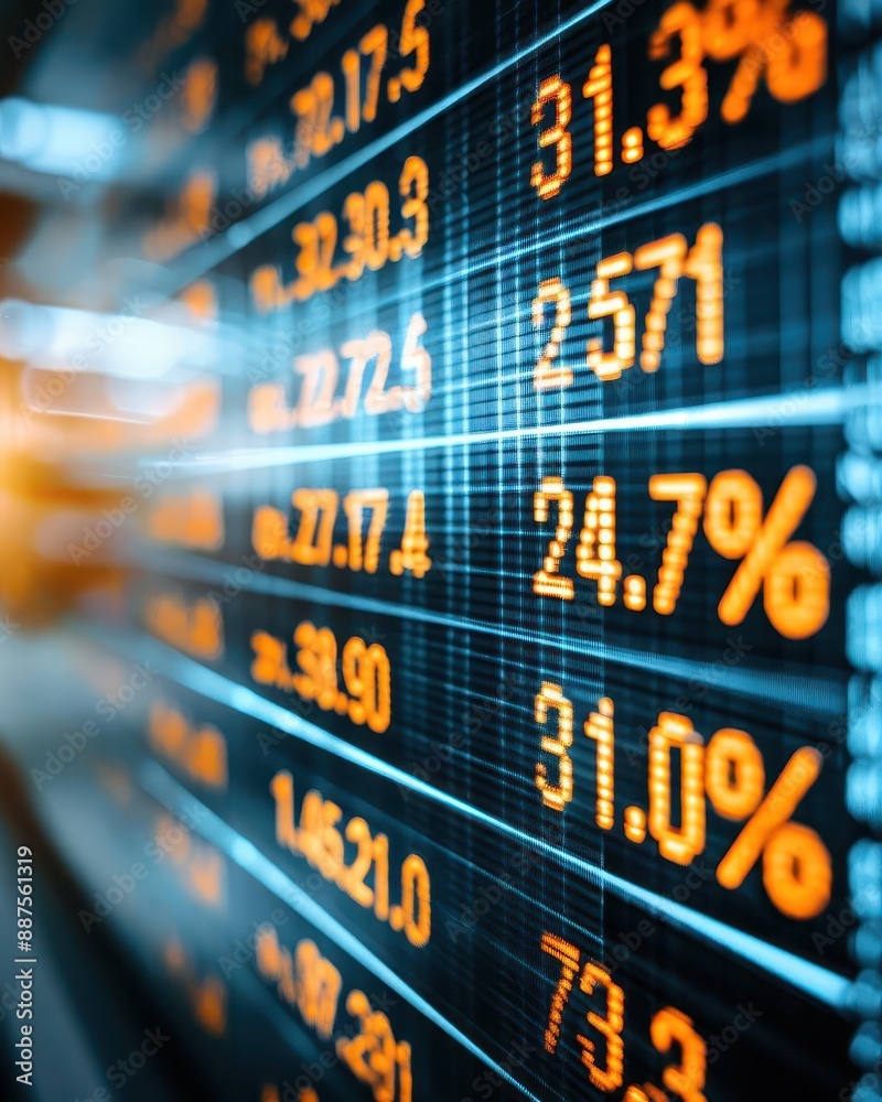 Obraz premium A close-up of currency exchange rates on a screen