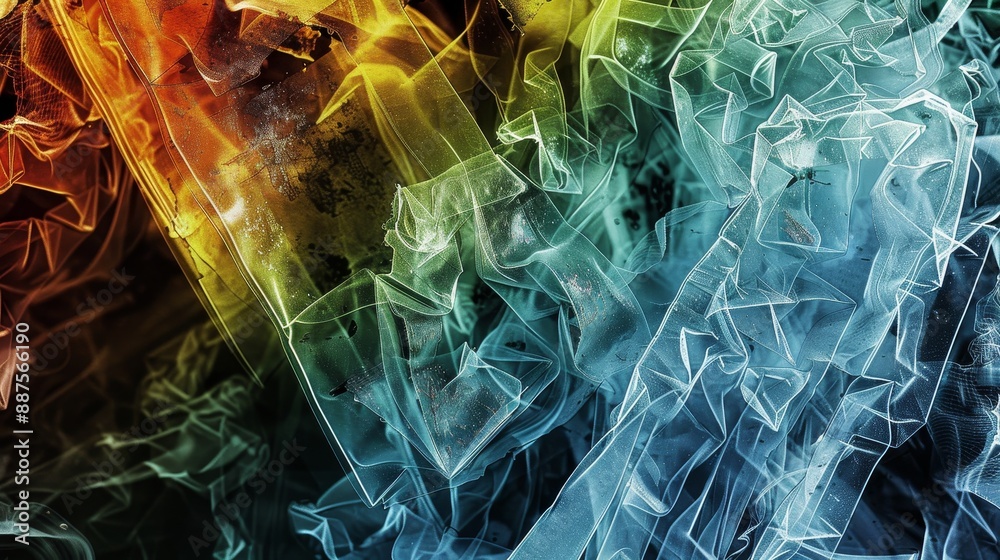 Naklejka premium Abstract Ice Crystals - Close-up shot of abstract ice crystals, capturing the intricate details and textures of frozen water.