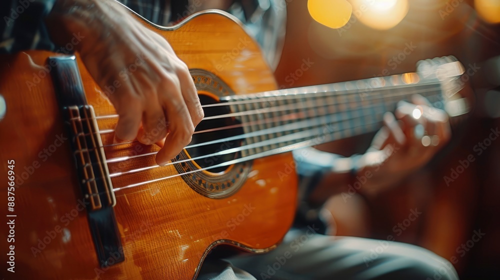 Obraz premium Acoustic Guitar And Music, Classic And Expressive, High Quality Background